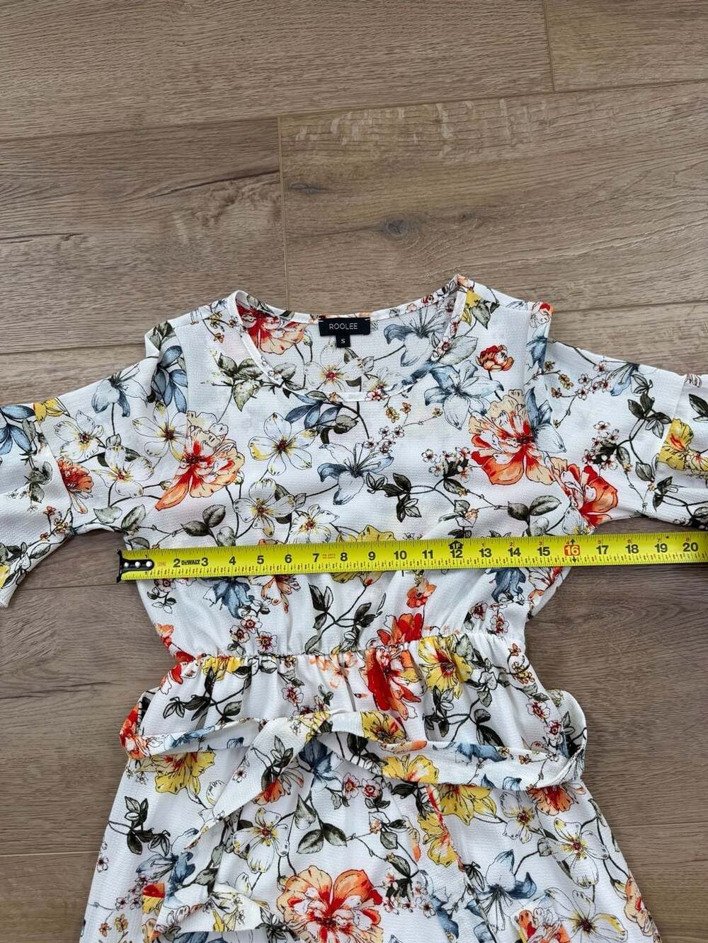 Roolee Floral Tiered Maxi Dress Belted White Boho Lined Size Small - Picture 10 of 13